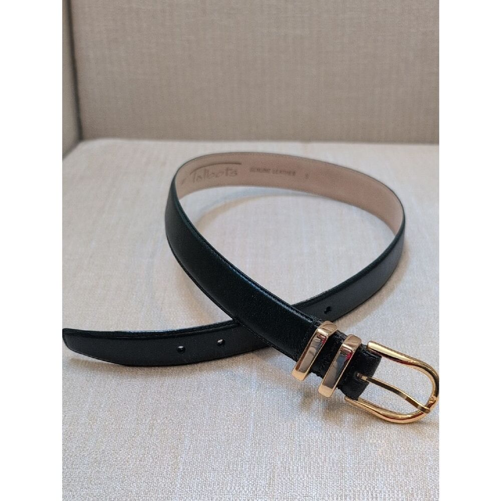 Talbot's Dark Green Leather Belt with Solid Brass Buckle Size S - Picture 11 of 11